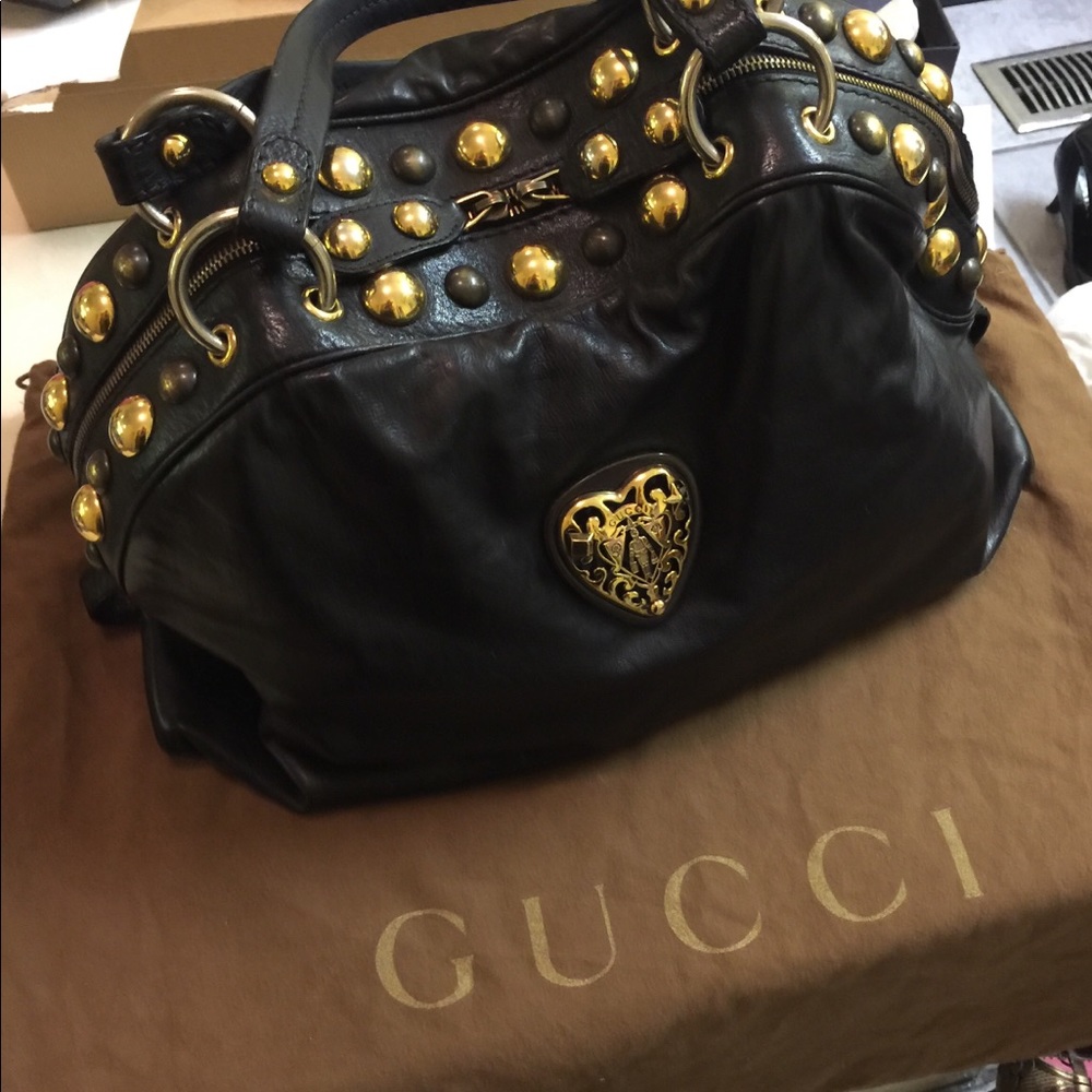 Gucci black leather large bag
